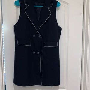 SHEIN Black Sleeveless Blazer Dress